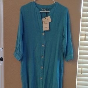 NWT Zara linen dress pockets with side slit